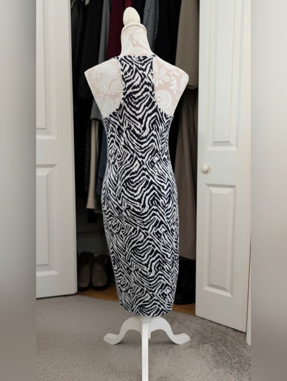 H&M Black And White Zebra Print Racerback Casual Dress Size M